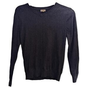 Cat & Jack Boys Navy Blue V Neck Long Sleeve Pullover Sweater Winter L 12/14